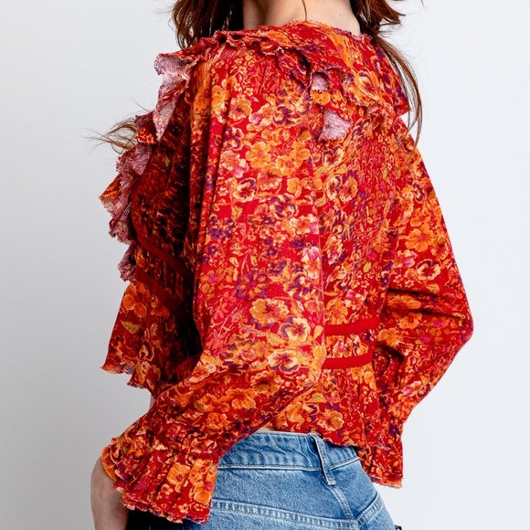 NWT FREE PEOPLE Rudi Ruffle Top - Picture 2 of 6